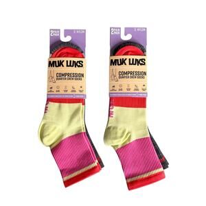 Muk Luks Womens 2 Pair Compression Quarter Crew Socks Shoe size 6-10 Lot of 2